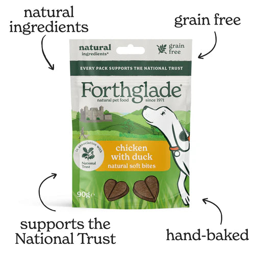 Forthglade National Trust Natural Dog Treats - Grain Free Soft Bites Chicken and Duck (8 x 90g)