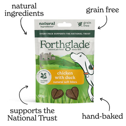 Forthglade National Trust Natural Dog Treats - Grain Free Soft Bites Chicken and Duck (8 x 90g)