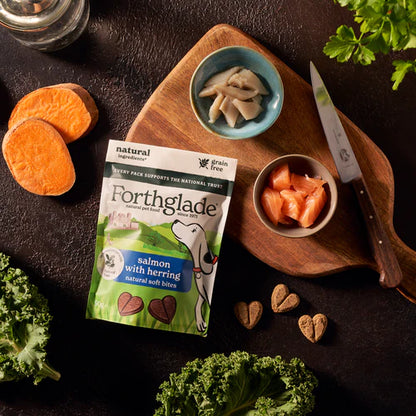 Forthglade National Trust Natural Dog Treats - Grain Free Soft Bites Salmon with Herring (8 x 90g)