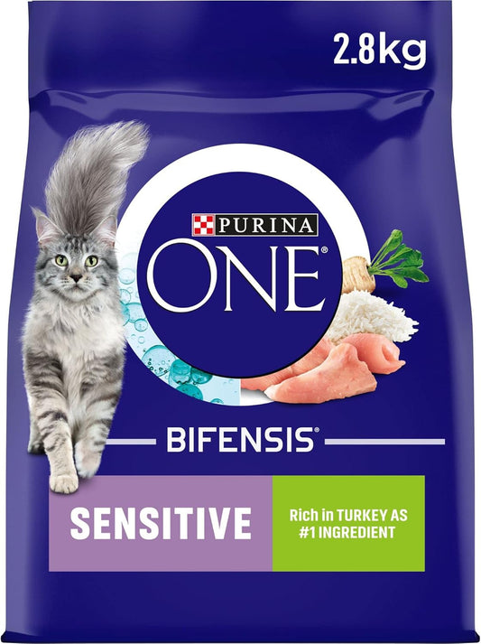 PURINA ONE | Sensitive Dry Cat Food, Turkey and Rice, 2.8kg