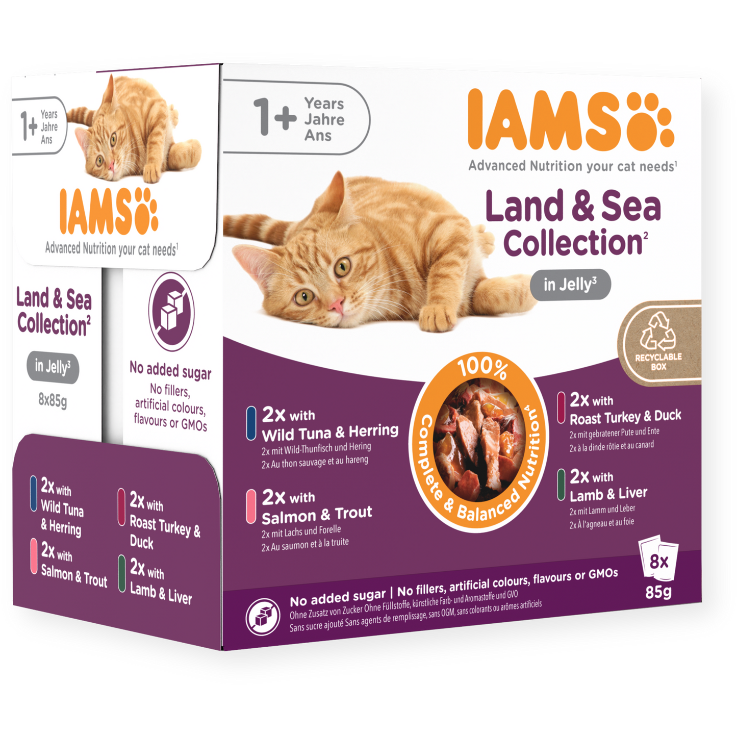 Iams Advanced Nutrition Adult 1+ Years Cat Land & Sea Collection in Jelly - 8pk x 85g