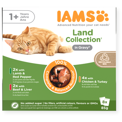 Iams Advanced Nutrition Adult 1+ years Cat Land Collection in Gravy - 8pk x 85g