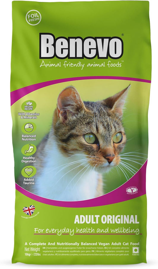 Benevo Dry Vegan Cat Food (10kg) Unlock The Power Of Plant Based Nutrition, With Essential Nutrients & Vitamins A, B, D, E & K, Award Winning Dry Cat Food, Approved By PETA & Vegan Society UK