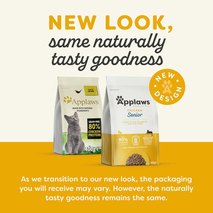 Applaws Complete and Grain Free Adult Senior Dry Cat Food, Chicken 400g or 400g pack of 6,2kg  or 2kg pack of 3