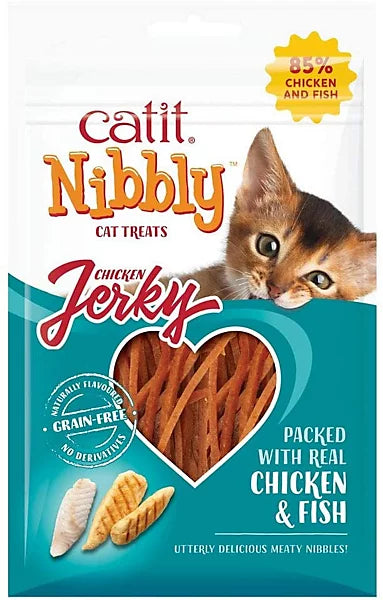 Catit Nibbly Jerky Chicken & Fish Treats - ( 30g x 5 )