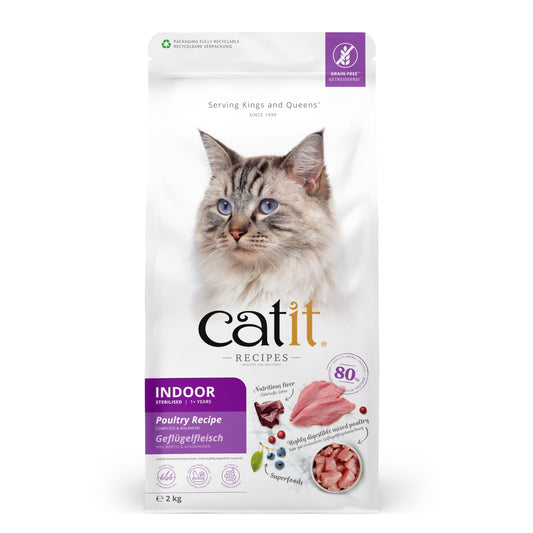 Catit Recipes Indoor/Sterilised Poultry Recipe Dry Cat Food 2 kg