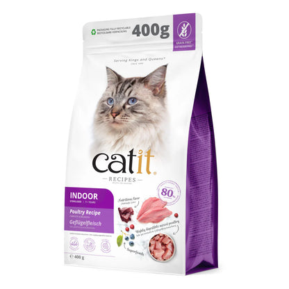 Catit Recipes Indoor/Sterilised Poultry Recipe Dry Cat Food  400 g