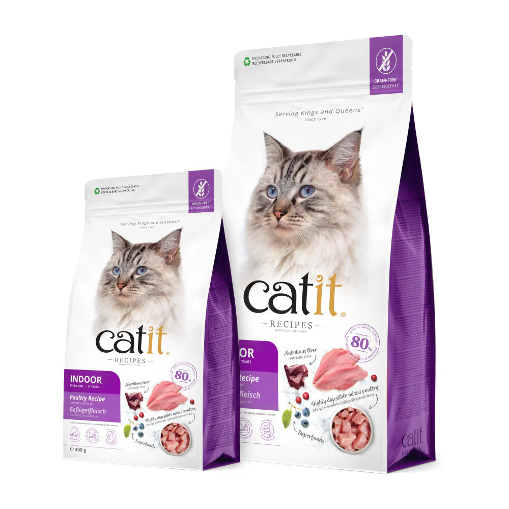 Catit Recipes Indoor/Sterilised Poultry Recipe Dry Cat Food  400 g