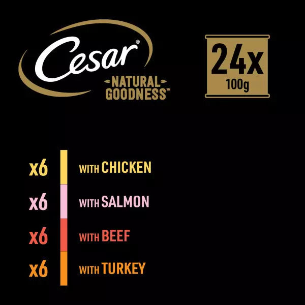 CESAR NATURAL GOODNESS Grain Free Adult Dog Food Mix Casserole 24 Pack, 100g