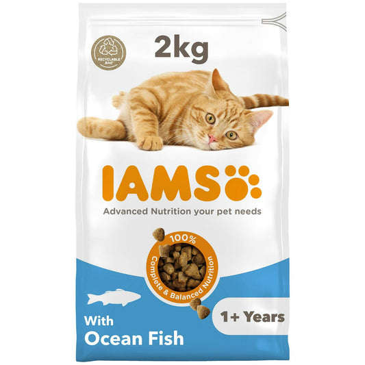 IAMS Adult Dry Cat Food Ocean Fish 2kg or 2kgx2