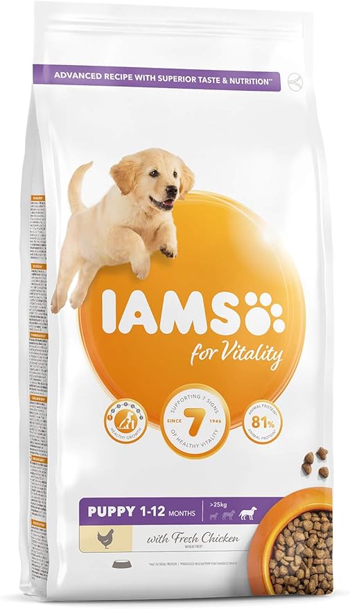 IAMS for Vitality Puppy Large Dog Food with Fresh chicken - 12KG