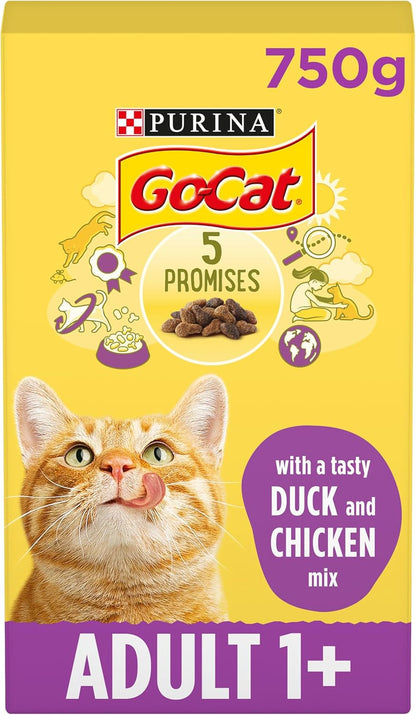 Go-Cat Chicken & Duck Dry Cat Food Go-Cat Complete Adult for Indoor Cats with Chicken & Vegetables 2 kg or 2kg pack of 4. 750g or 750 pack of 5