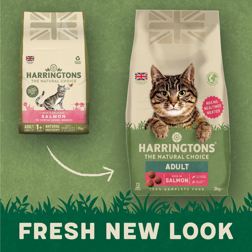 Harringtons Complete Chicken / Salmon Adult Dry Cat Food pack of 2kg, 4x2kg or 5 pack of 800g