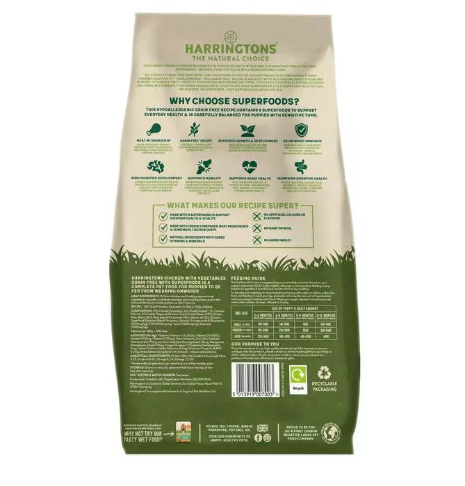 Harringtons Puppy Grain Free Superfoods Chicken & Vegetables - 10kg