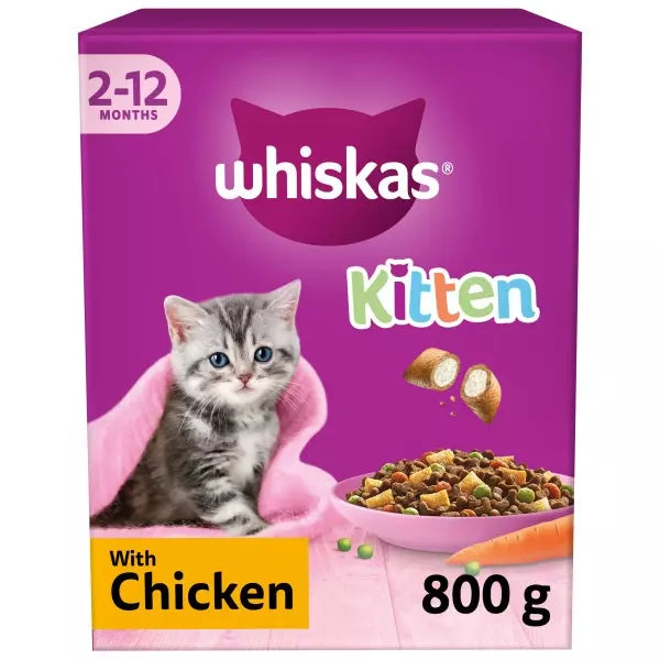 Whiskas Kitten Chicken Dry Cat Food (800g × 5)
