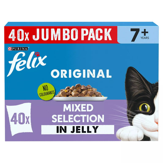 FELIX ORIGINAL 7+ Mixed Selection in Jelly Wet Cat Food Pouch ( 40 × 85g )