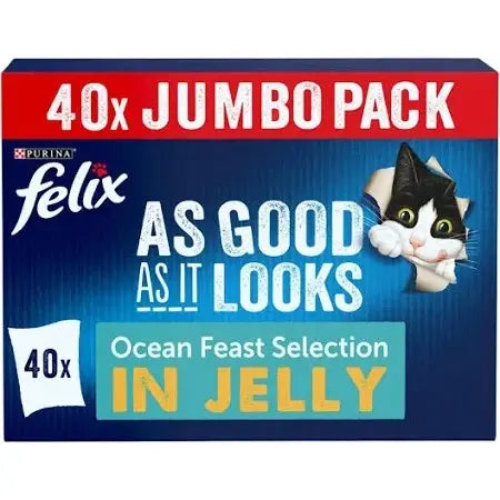 FELIX As Good As it Looks Ocean Feasts Wet Cat Food ( 40pk × 85g )