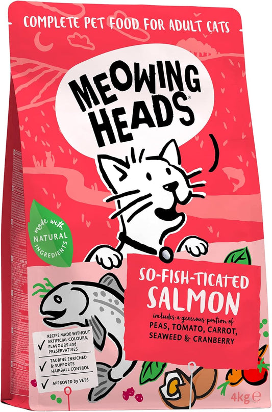 Meowing Heads Complete Dry Cat Food So-fish-ticated Salmon 4 kg or 4 kg x2