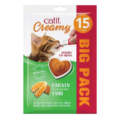Catit Creamy Chicken & Lamb Lickable Treats (15 Pk , 10g) x 5
