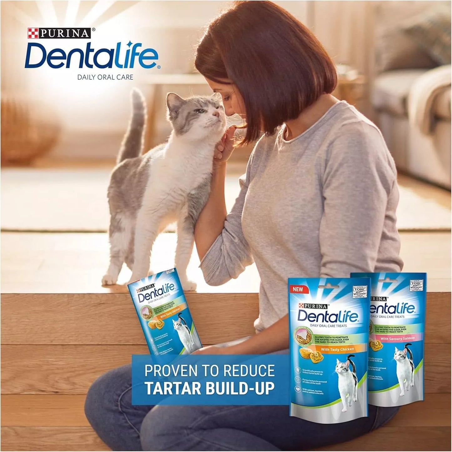 DENTALIFE Cat Treats Dental Salmon 40g, Pack of 8 With calcium,taurine, salmon