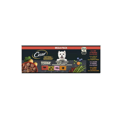 CESAR NATURAL GOODNESS Grain Free Adult Dog Food Mix Terrine 24 Pack, 100g