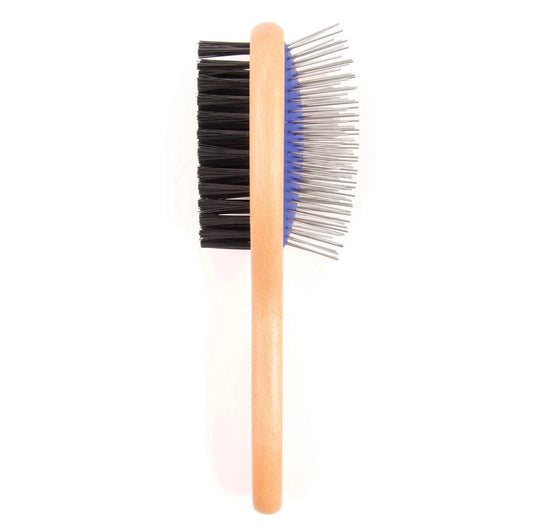 Ancol Ergo Wooden Handle Grooming Brushes – Double Sided & Soft Bristle