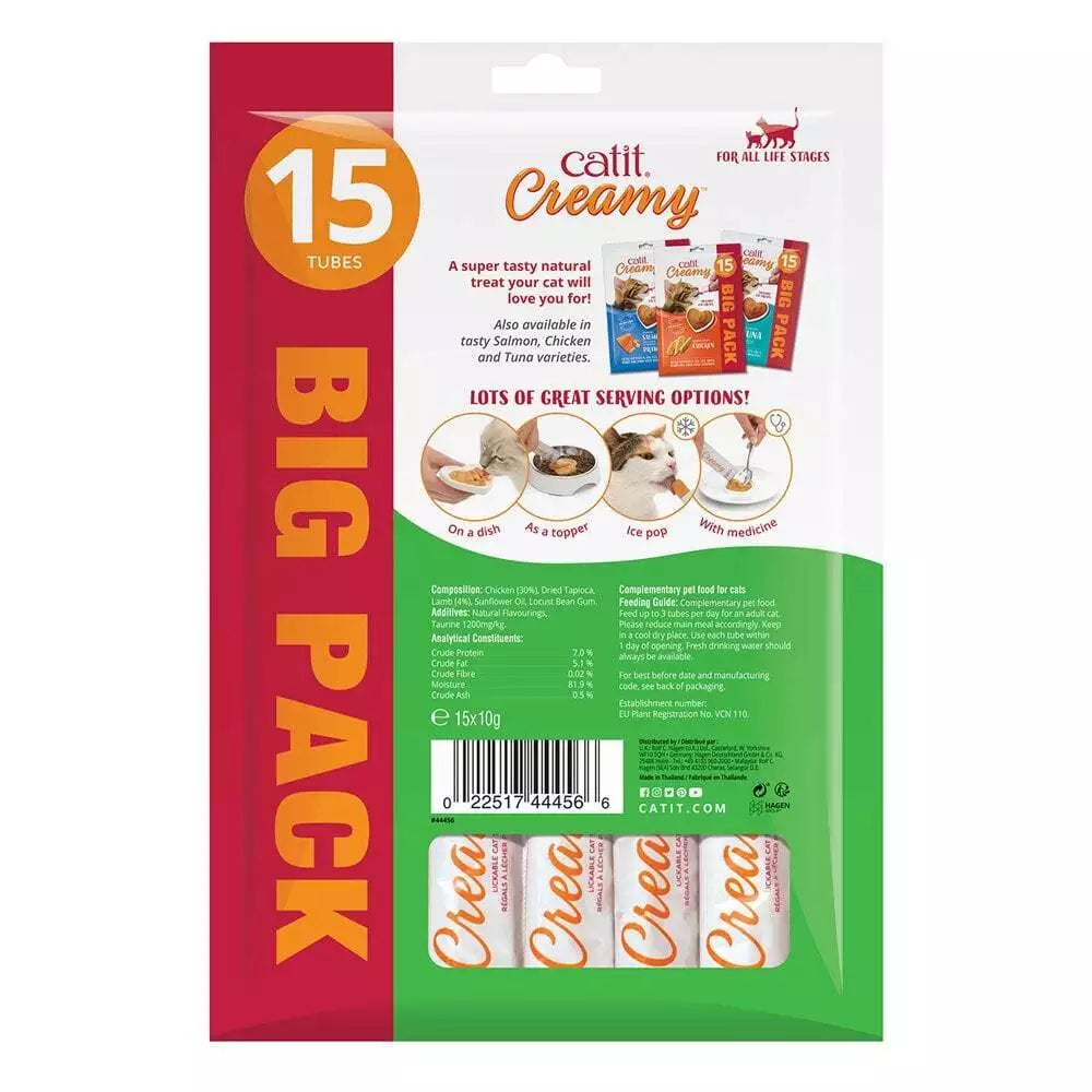 Catit Creamy Chicken & Lamb Lickable Treats (15 Pk , 10g) x 5