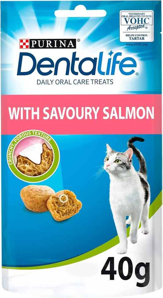DENTALIFE Cat Treats Dental Salmon 40g, Pack of 8 With calcium,taurine, salmon