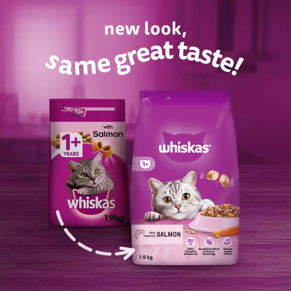 Whiskas 1+ Salmon Adult Dry Cat Food (800g × 5)