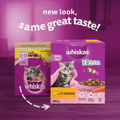 Whiskas Kitten Chicken Dry Cat Food (800g × 5)