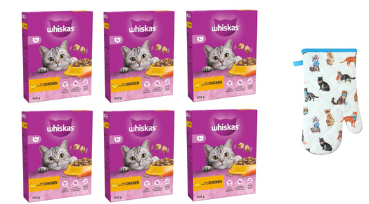 Pack of 6 Chicken Adult Dry Cat Food 300g - Complete dry pet food for adult cats 1+ One Plus 6x300g=1800g